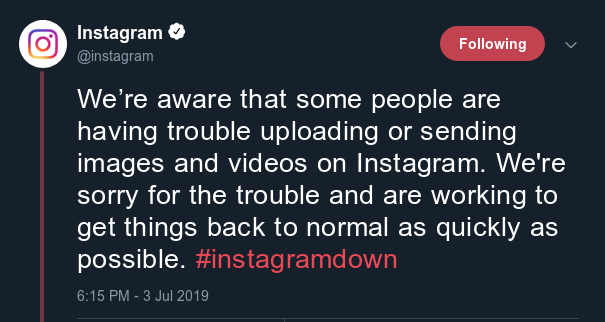 Instagram Downtime
